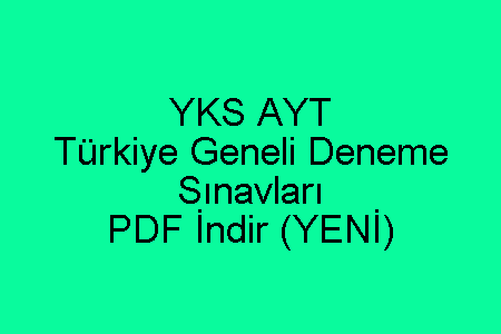 YKS AYT Türkiye Geneli Deneme Sınavları
